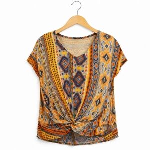 Bobbie Brooks Orange Twisted Front Blouse Plus Sz 1X